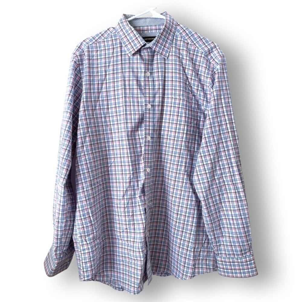 Johnston & Murphy Plaid Dress Shirt‎ with Contrast cuffs